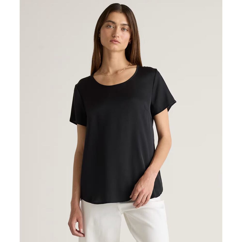 Quince S silk spandex crew Washable Stretch Silk Tee